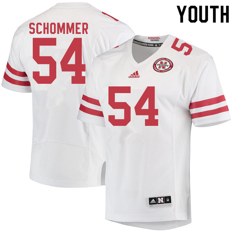 Youth #54 Ryan Schommer Nebraska Cornhuskers College Football Jerseys Sale-White - Click Image to Close